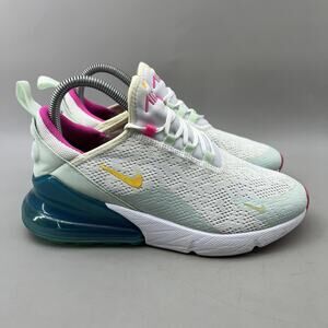 Nike Air Max 270 Shoes Womens Size 7.5 White Teal Pink Running CJ0568-100